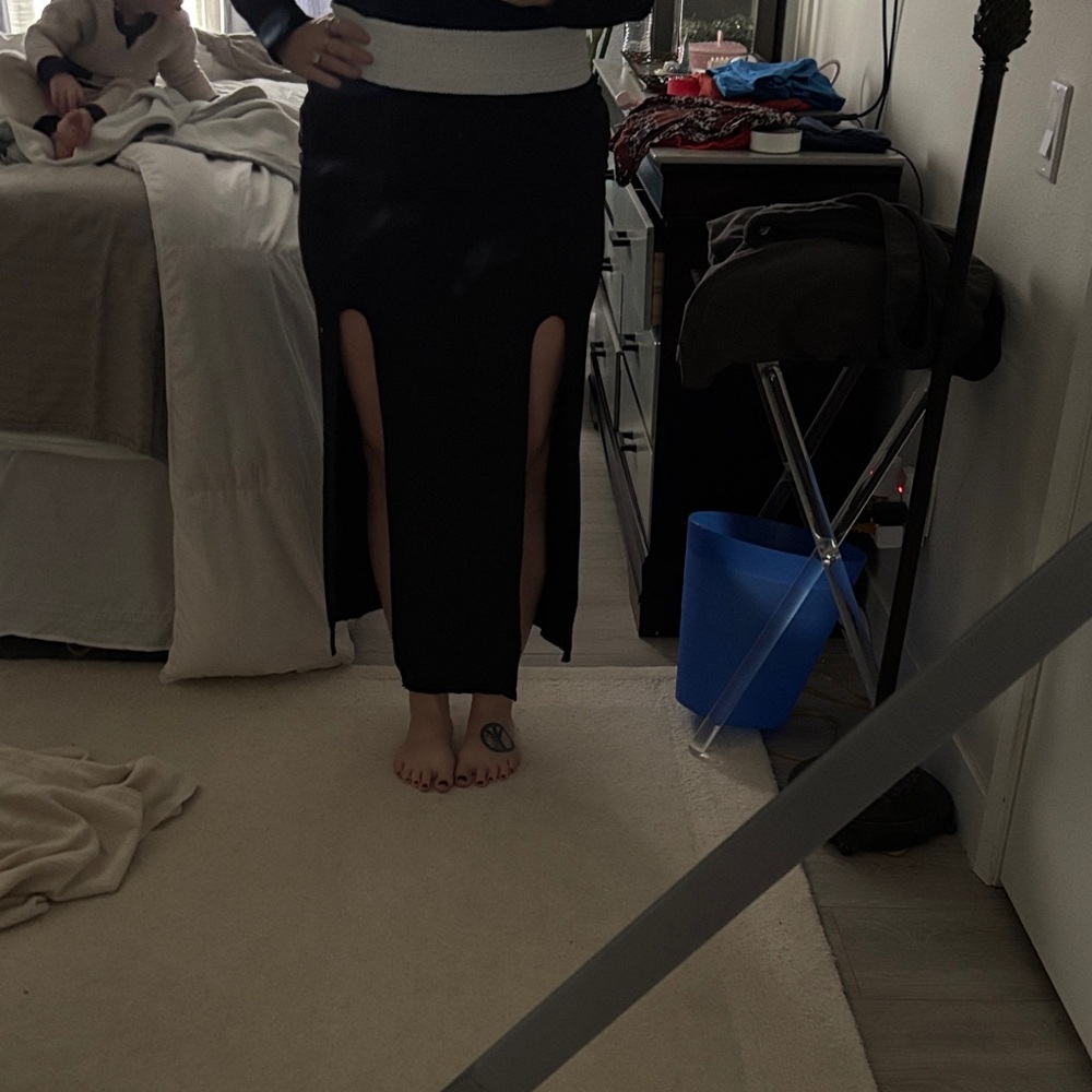 No Boundaries Black Maxi Skirt with Slits